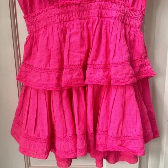 LoveShackFancy Natasha Heritage Mini Dress, Bright Pink, XS, Cotton, wore once - Picture 2 of 9